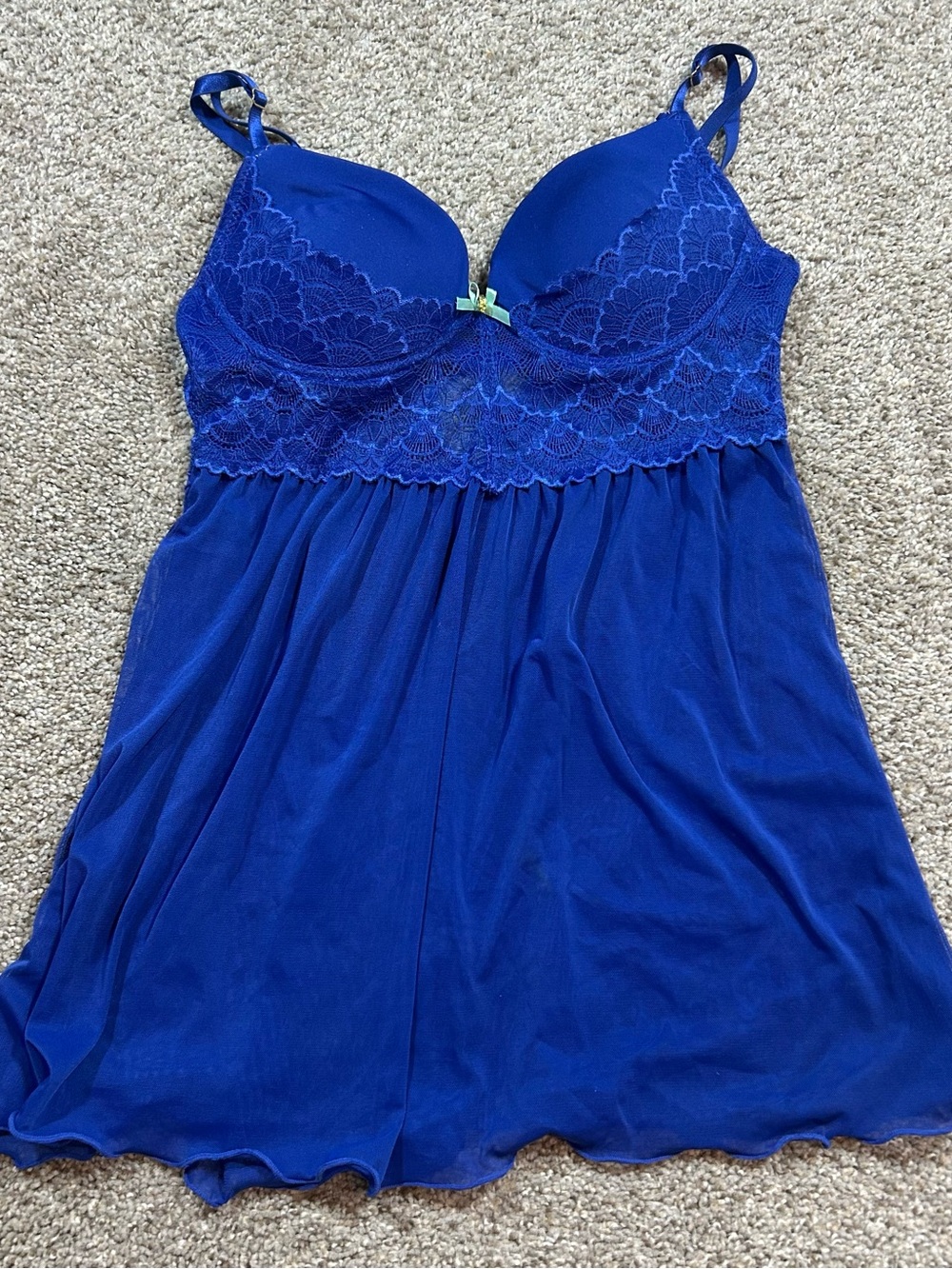 Daisy Fuentes Royal Blue Lace Babydoll Chemise